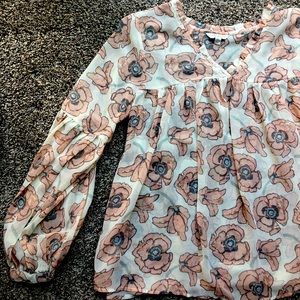 Lucky Brand floral peasant Blouse size small
